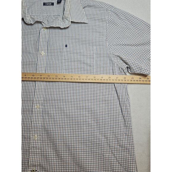 IZOD Shirt Men's Size XL Red White Blue Button Up Plaid Easy Care Short Sleeve - Picture 6 of 8